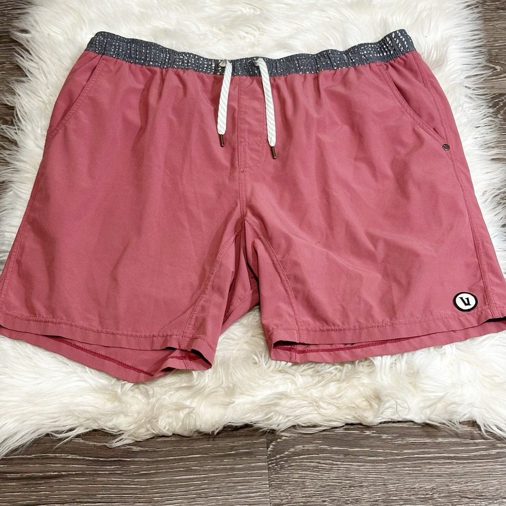 Vuori Mens Kore Short XL Saltwater Red Lined Athletic Gym Drawstring Waist